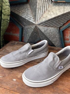 Vans Slip-On Loafers in Light Gray Canvas for Men